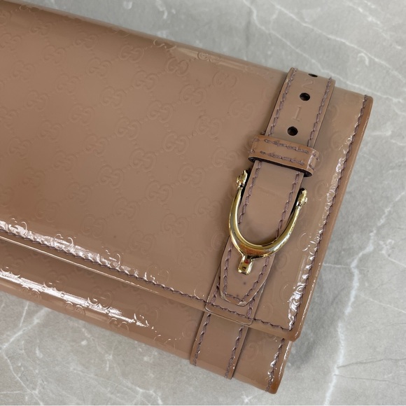 Gucci Blush Pink Patent Microguccissima Leather Continental Wallet - Picture 3 of 17